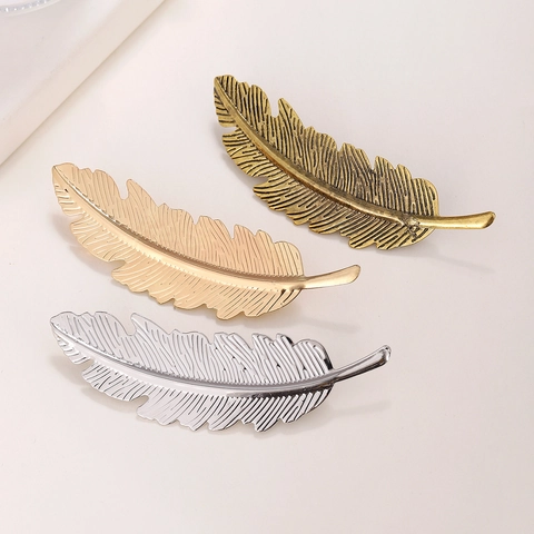 Vintage Feder Form Legierung Haarclip Seitenclip Retro Metall Haarnadel Für Damen Tägliche Elegante Kopfschmuck Schmuck Zubehör