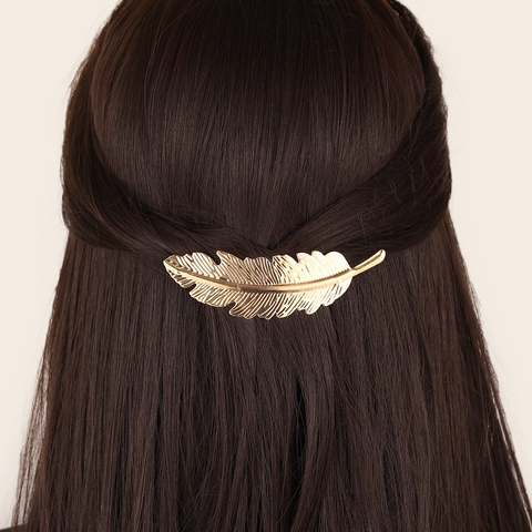 Vintage Feder Form Legierung Haarclip Seitenclip Retro Metall Haarnadel Für Damen Tägliche Elegante Kopfschmuck Schmuck Zubehör