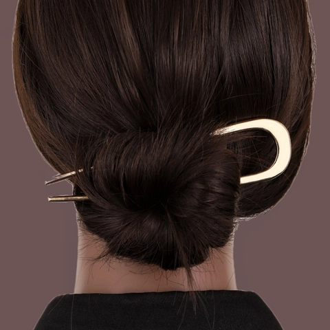 Minimalist Metal U-Shaped Hair Stick Chignon Fork For Women Daily Hair Styling Electroplated Ancient Style Hairpin Accessory