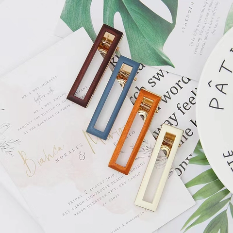 Pinza para el Cabello Rectangular Geométrica Vintage para Mujer Estilo Coreano Textura de Madera Resina Aleación Pico de Pato