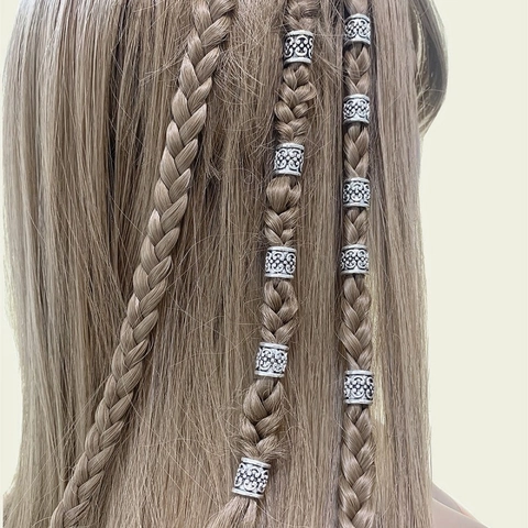 Vintage Metal Hollow Dreadlock Beads Hair Rings For Women Men Viking Style Braiding Accessories DIY Hair Jewelry Findings