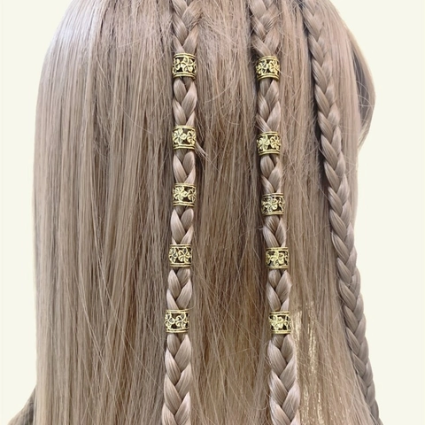 Vintage Κούφια Λουλούδια Dreadlock Hair Cuffs από Ανοξείδωτο Ατσάλι Αντίκ Χρυσό Δαχτυλίδια Μαλλιών για Πλεξούδες DIY Διακόσμηση Κοσμημάτων