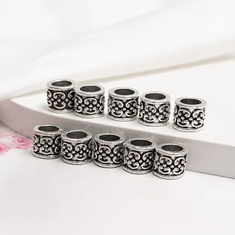 Vintage Metal Hollow Dreadlock Beads Hair Rings For Women Men Viking Style Braiding Accessories DIY Hair Jewelry Findings