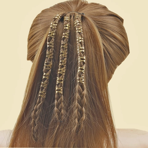 Anelli per Capelli Traforati in Lega Dorata Gioielli per Trecce e Coda di Cavallo Accessori per Capelli Moda Donna