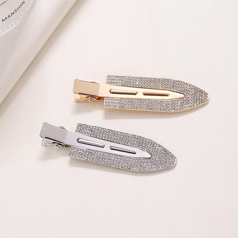 Elegante Legering Strass Haarclips Voor Dames Minimalistische Duckbill Zijclips Goud Zilver Vergulde Sprankelende Haaraccessoires