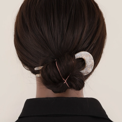 U-förmige Haarnadel aus Acetat Minimalistisch Marmor Schildpatt Muster Haargabel Für Damen Eleganter Japanischer Haarschmuck