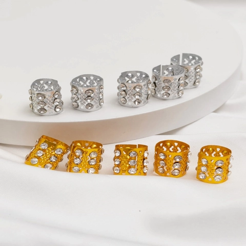 Hohle Metall Haarringe Strass Dreadlock Manschetten Gold Silber Zopf Haarschmuck Accessoires Für Damen Haarklammern