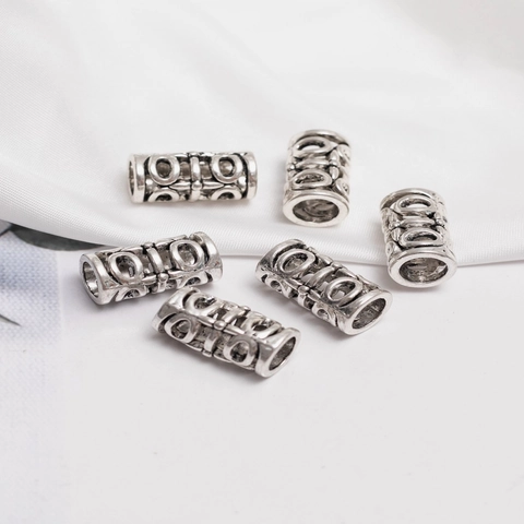 Vintage Viking Dreadlock Beard Beads Celtic Hollow Alloy Tube Beads For Hair Braiding DIY Jewelry Making Accessories Antique Silver