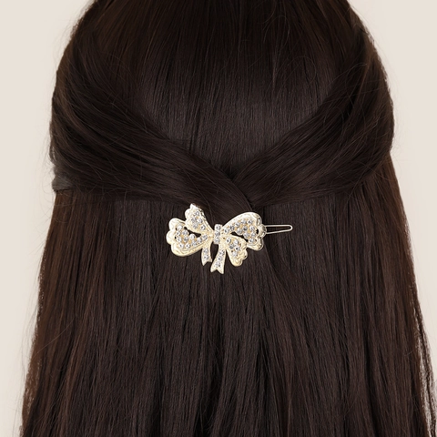 Koreanischer Stil Elegante Gold Legierung Strass Haarspangen Schmetterling Herz Schleife Haarnadeln Für Damen Mädchen Mode Kopfschmuck