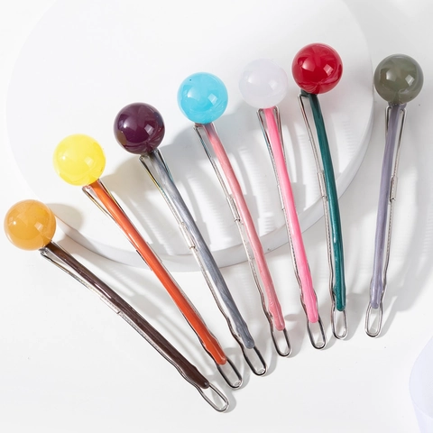 Minimalist Acrylic Round Ball Bobby Pin Set Alloy Hair Clip For Women Girls Handmade Fashion Hair Styling Accessories
