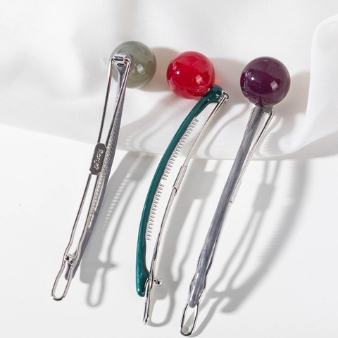 Minimalist Acrylic Round Ball Bobby Pin Set Alloy Hair Clip For Women Girls Handmade Fashion Hair Styling Accessories