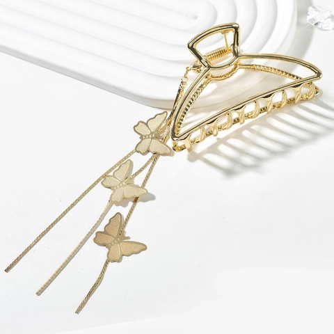 Eleganter Legierung Schmetterling Quaste Haarklammer Koreanischer Stil Hohl Metall Hai Clip Haarschmuck Für Damen Party Täglich