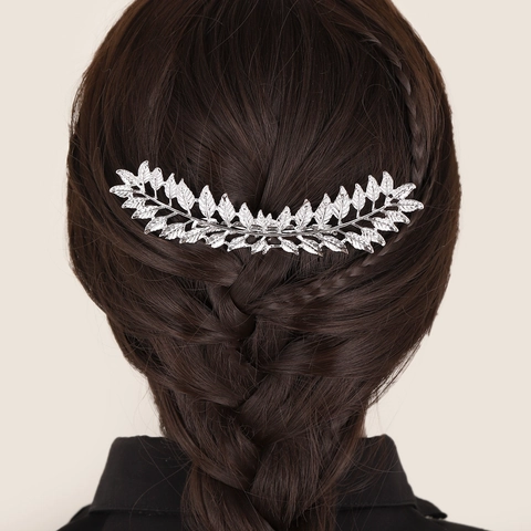 Baroque Leaf Metal Hair Comb For Women Bridal Wedding Hair Accessories Gold Silver Alloy Leaf Decoration Hair Pin Comb