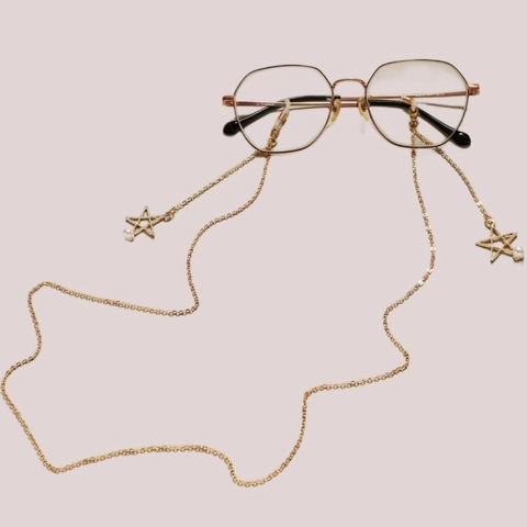 Fashion Gold Metal Glasses Chain Artificial Pearl Star Pendant Anti-Slip Eyewear Strap Mask Lanyard Jewelry For Women