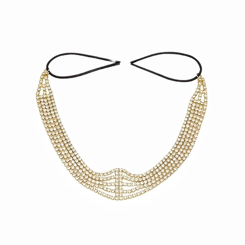 Luxus Mehrlagiges Strass Braut Stirnband Legierung Welle Elastisches Stirnband Hochzeit Haarschmuck Für Damen