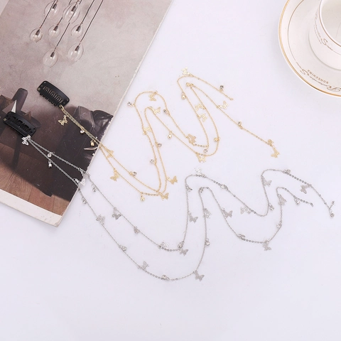 Legierung Schmetterling Quaste Haar Flechtkette Mit Strass Lange Metall Haarklammer Für Damen Korean Mode Haarschmuck Accessoires