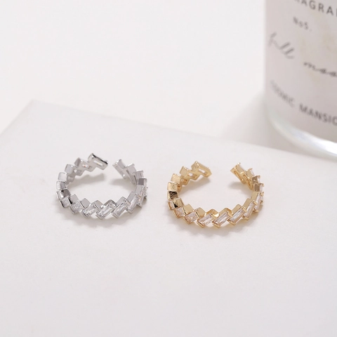 Anello Aperto Regolabile in Rame Geometrico a Zigzag alla Moda Ins per Donna Moda Placcato Oro Argento Zirconia Anello da Dito