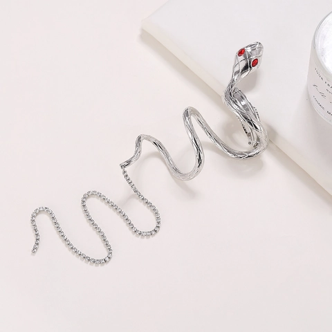 Fermaglio per Capelli a Forma di Serpente Vintage in Lega con Nappa di Strass per Donna Accessori per Capelli di Tendenza