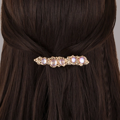 Fermaglio per Capelli in Lega Vintage con Perle Artificiali Texture Lava Metallo Forcina per Donna Oro Argento Accessori per Capelli Minimalisti