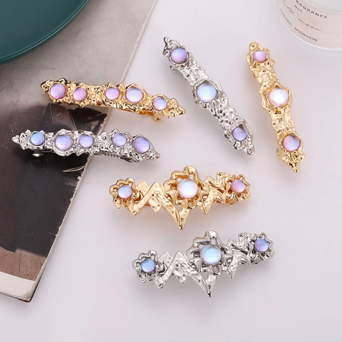 Vintage Mondstein Effekt Legierung Haarklammer Irisierende Künstliche Perle Metall Haarnadel Für Damen Ästhetische Elegante Haarschmuck