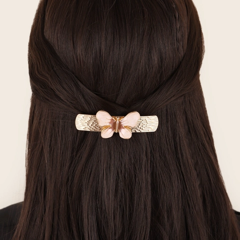 Vintage Alloy Butterfly Spring Hair Clip Retro Drip Oil Elegant Ponytail Holder Fashion Hair Accessory For Women Jewelry