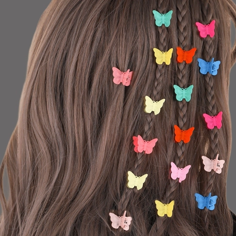Mini Butterfly Hair Claw Clips Colorful Matte Plastic Small Hairpin For Girls Children Decorative Hair Accessories