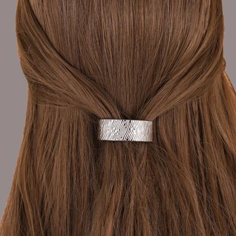 Molletta a Molla per Coda di Cavallo ad Arco con Texture Spazzolata in Metallo in Lega Oro Argento Geometrico Donna Accessorio