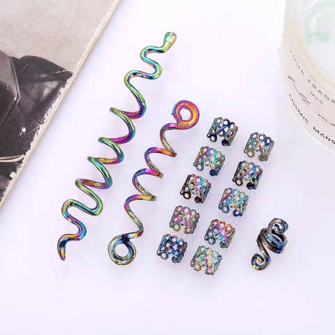 Fermagli Capelli Dreadlock Spirale Serpente Lega Iridescente Nodo Celtico Vichingo Accessori Trecce Donna Gioielli Vintage Etnici