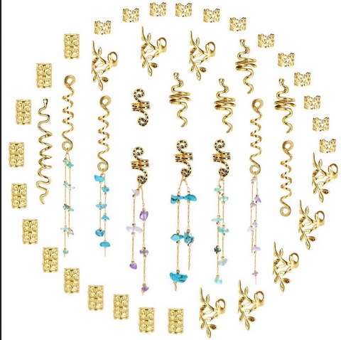 Bohemian Dreadlock Hair Jewelry Alloy Braid Rings Natural Stone Pendants Spiral Clips Leaf Stars Butterfly Ethnic Hair Assortment