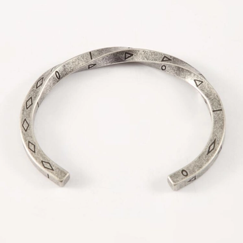 Brazalete Vintage Vikingo Mobius de Acero Inoxidable Grabado Always In My Heart Plata Antigua Abierto para Hombre Mujer
