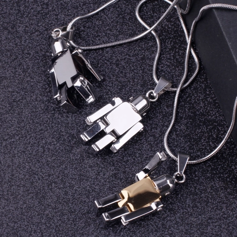 Collana con Pendente a Forma di Robot Meccanico in Acciaio Inossidabile Hip Hop Stile Mecha Industriale Unisex Catena