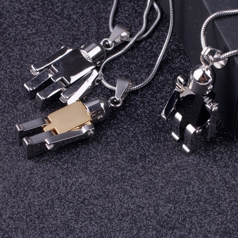 Collana con Pendente a Forma di Robot Meccanico in Acciaio Inossidabile Hip Hop Stile Mecha Industriale Unisex Catena