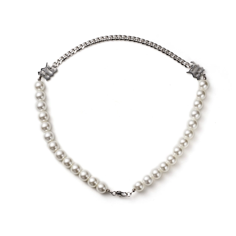 Gothische Initiaal Titaniumstaal Gesplitste Kunstparel Choker Halsketting Voor Dames Heren Hip Hop Streetwear Y2K Sieraden