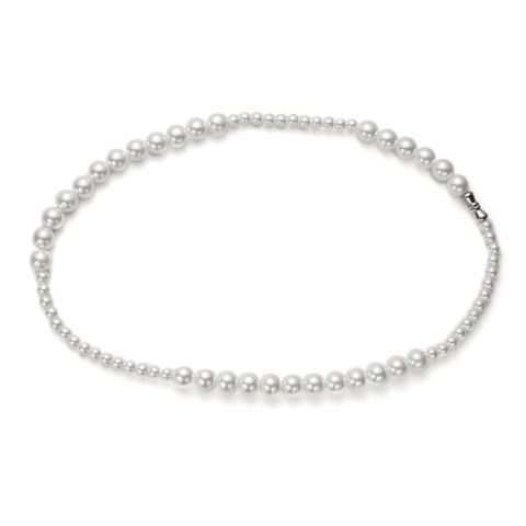 Collana di Künstliche Perle Hip Hop Vintage Catena in Acciaio Inossidabile Giunzione Perla Artificial di Conchiglia Perline Graduata Streetwear Unisex Collane Gioielli
