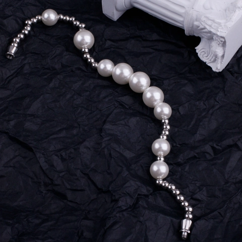 Stainless Steel Artificial Pearl Splicing Bracelet Unisex Hip Hop Minimalist Handcrafted Bead Chain Jewelry For Gift