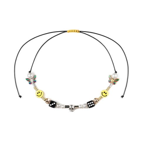 Hip Hop Kralenketting Legering Schedel Vlinder Dobbelsteen Smiley Hanger Titanium Staal Ketting Streetwear Y2K Sieraden