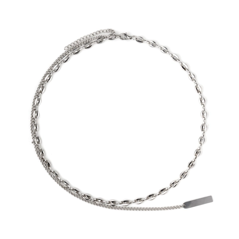 Collana in Acciaio Inossidabile a Doppio Strato Chicco di Caffè Con Ciondolo Rettangolare Hip Hop Choker Unisex