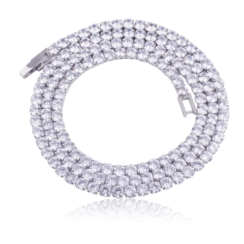 Catena Tennis Hip Hop di Lusso Colore Argento Acciaio Inossidabile Zirconia Collana Bracciale Per Uomo Donna Gioielli