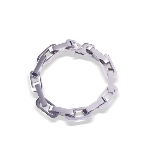 Hip Hop Bracciale Collana in Acciaio Inossidabile con Maglie Quadrate Geometriche per Uomo Donna Unisex Gioielli Punk Industriale Arcobaleno Argento