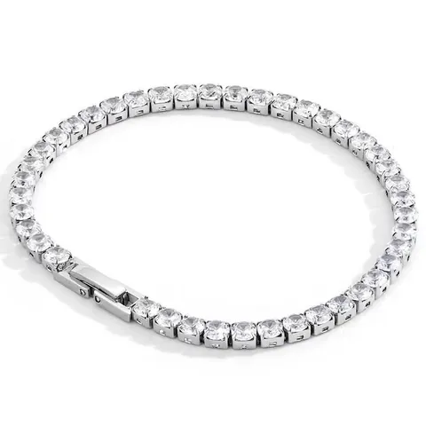 Pulsera Tennis de Acero de Titanio de Lujo con Zirconia Una Sola Fila Corte Redondo Strass Minimalista Hip Hop Joyería para Hombre Mujer Accesorio Fiesta