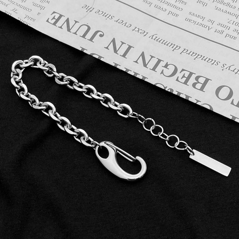 Bracciale Minimalista in Acciaio al Titanio con Catena Cubana per Uomo Donna Unisex Gioielli Hip Hop con Grande Chiusura a Moschettone