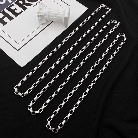 Titanium Steel Box Chain Necklace Silver Minimalist Square Link Chain Hip Hop Streetwear Men Women Jewelry Accessory