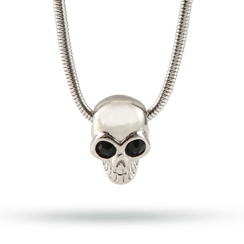 Collana con Pendente a Teschio Gotico Vintage Catena a Ossa di Serpente in Acciaio al Titanio con Occhi in Zirconia Nera Gioielli Punk per Uomo Donna