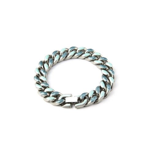 Bracciale Cuban Link in Acciaio al Titanio Unisex per Coppie Hip Hop Smalto Goccia d'Olio Rosa Blu Motivo Cielo Stellato Catena Gioielli