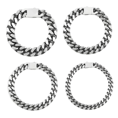 Gioielli Hip Hop in Acciaio Inossidabile Con Maglia Cubana Compresi Bracciale E Collana Streetwear Per Uomo Donna