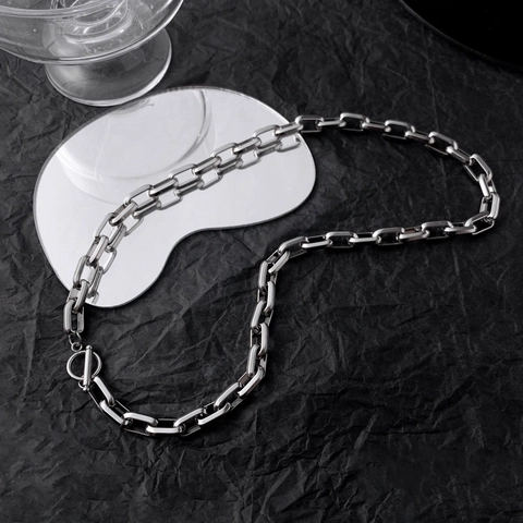 Collier Gourmette en Acier Titane Industriel Avec Fermoir en T Bijoux Hip Hop Streetwear Pour Hommes Femmes