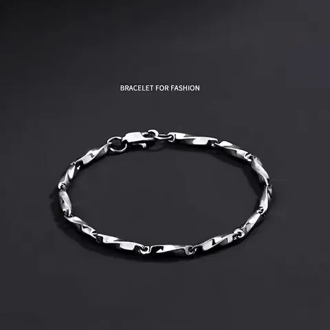 Titanstahl Möbius Gedrehte Kette Armband Für Herren Damen Paare Minimalistisch Nicht Verblassend Silber Mode Handschmuck