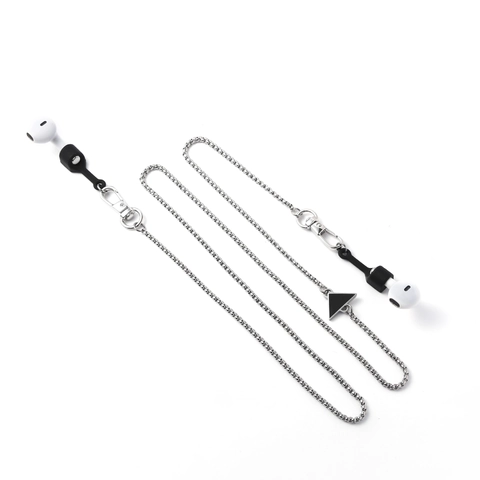 Collar de Auriculares Inalámbricos Anti-perdida de Acero Inoxidable para Hombres Mujeres Accesorios de Joyería de Moda Minimalista Con Colgante de Triángulo Estrella Sonrisa