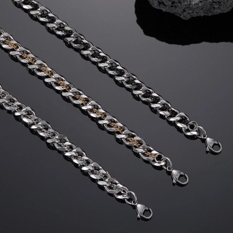 Hip Hop Titanium Staal Cubaanse Schakelketting Voor Mannen Vrouwen Industriële Stijl Goud Zilver Zwart Punk Choker Sieraden