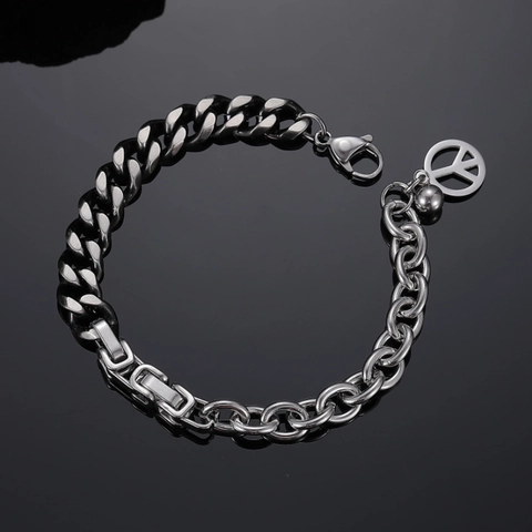 Bracciale a Catena Cubana in Acciaio al Titanio da Uomo Hip Hop Bracciale a Catena Geometrico Lucido Gioielli Punk Persona